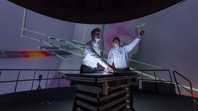 Virtuelles Modell eines Untertagelabors in einer 360-Grad-Darstellung im Fraunhofer IFF Virtuelles Modell eines Untertagelabors in einer 360-Grad-Darstellung im Fraunhofer IFF