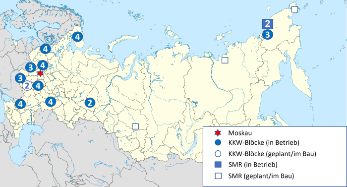 KKW-Standorte Russland KKW-Standorte Russland